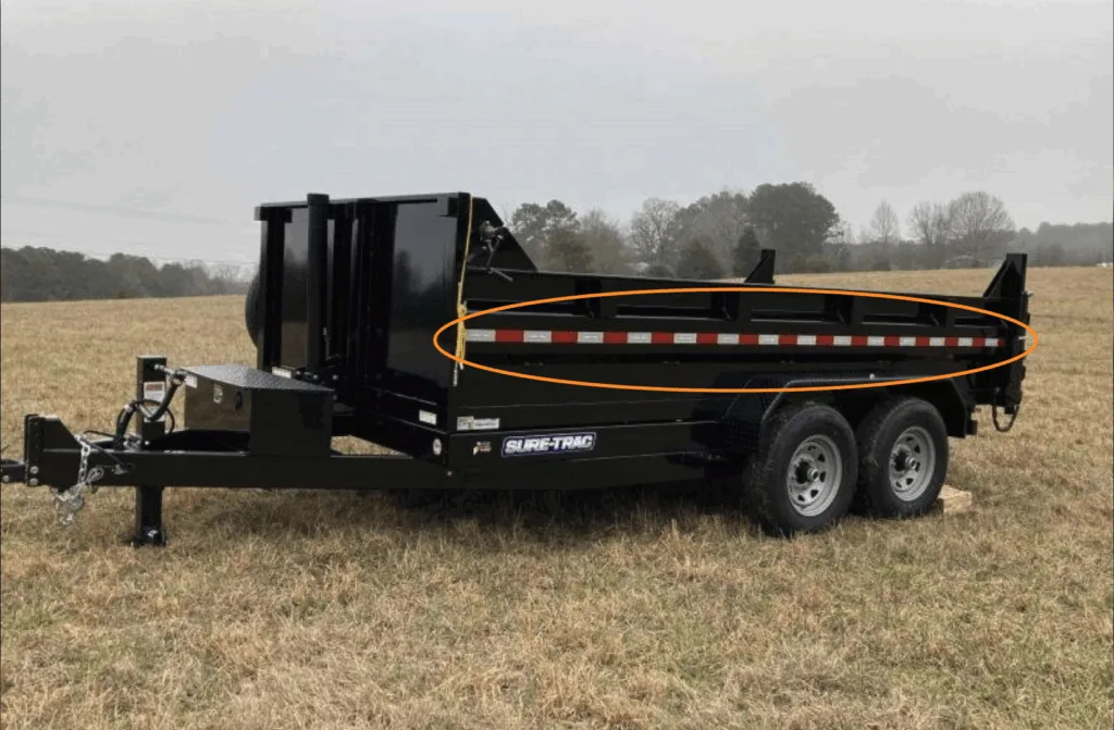 Example of conspicuity treatment on dump trailer