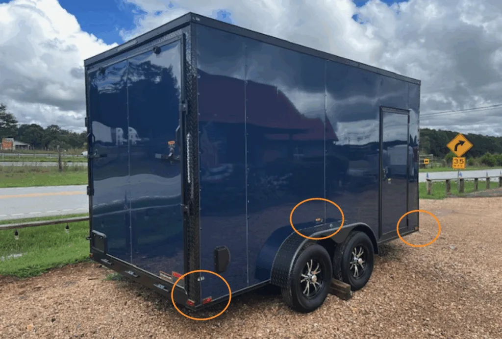 Example of reflector placement on enclosed trailer