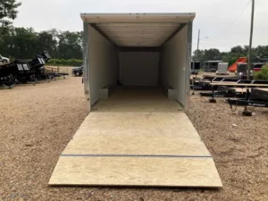 Flat-front trailer interior from behind