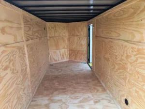 V-nose trailer interior facing the nose